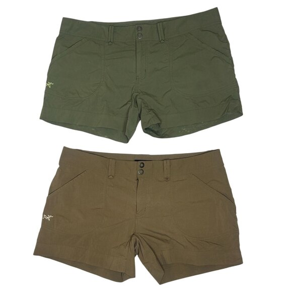 Arc'teryx Pants - LOT OF 2 Arc'teryx Parapet womens nylon outdoor hiking shorts brown green 14 34W
